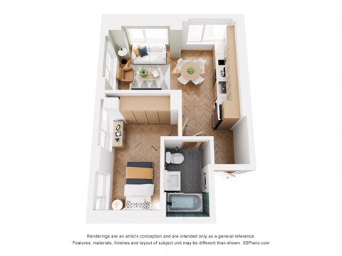 Floor plan for 1 bed, 1 bath, 474 sqft
